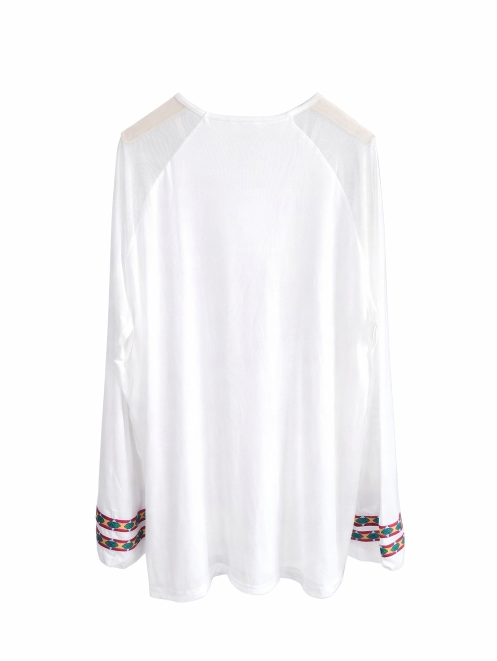 Two Fly 2Fly White Embroidered Boho Blouse 2X NWT Colorful Trim Peasant Top Plus - Picture 4 of 10
